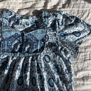 Daughters of India Blue and White Paisley Midi Dress